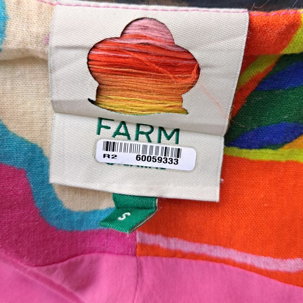 FARM RIO Pink Linen-blend Floral Garden Mini Wrap Dress Small Beachy Boho - Picture 7 of 14